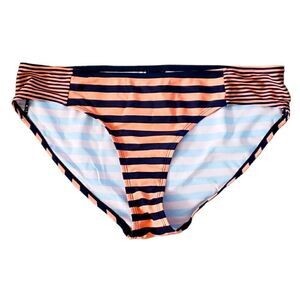 Beach Bump by Motherhood Maternity Navy Stripe Bikini Bottom Size Large